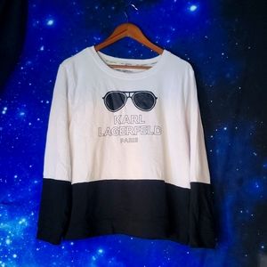 Karl Lagerfield Color Block Sunglasses Sweatshirt Size L